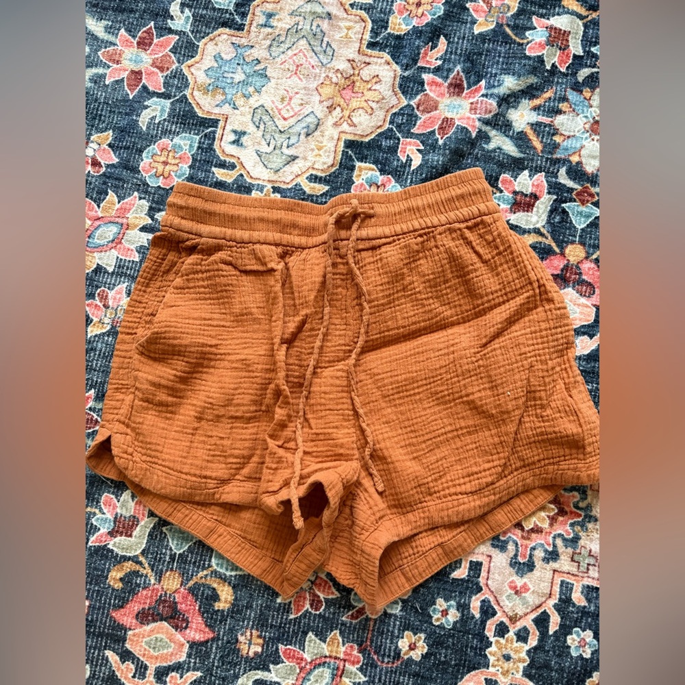 Burnt Orange Cotton Shorts